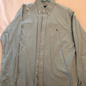 Polo Green Dress Shirt Button Down Large